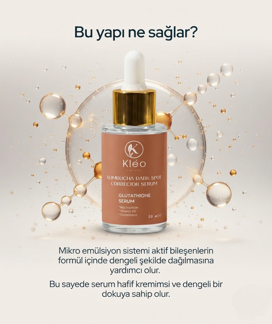 Kléo By MK Kombucha Dark Spot Corrector Serum – Leke Karşıtı, Ton Eşitleyici ve Aydınlatıcı Cilt Bakımı (30 ml)