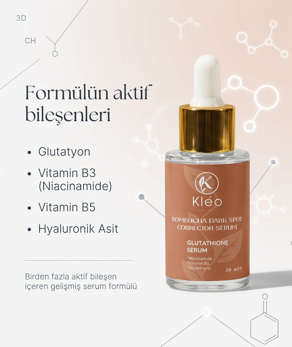 Kléo By MK Kombucha Dark Spot Corrector Serum – Leke Karşıtı, Ton Eşitleyici ve Aydınlatıcı Cilt Bakımı (30 ml)