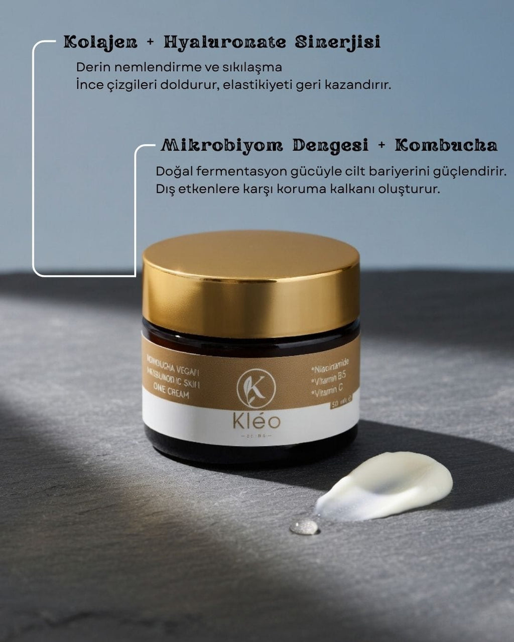 Kléo By MK Kombucha Moisturizing Cream – Yoğun Nemlendirici, Bariyer Onarıcı ve Canlandırıcı Bakım Kremi( 50 ml )